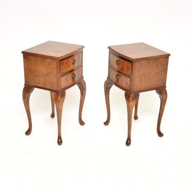 Antique Burr Walnut Bedside Chests, 1930s, Set of 2 For Sale - Image 3 of 10