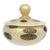 Vintage Murano Barbini Gold Flecks White Black Spots Italian Art Glass Vanity Jewelry Powder Box For Sale