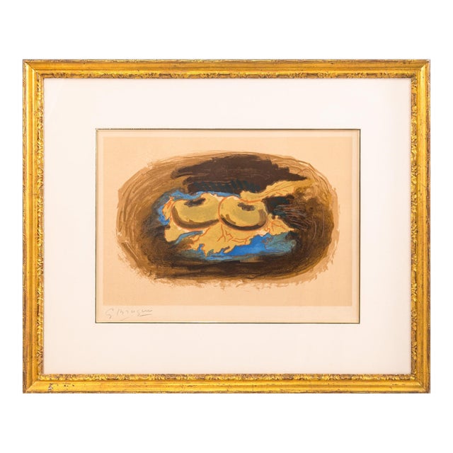 Georges Braque Les Pommes Et Feuilles 1958 Signed Color Lithograph on Paper For Sale
