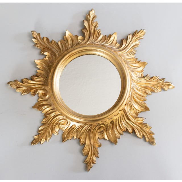 Gold Vintage Italian Gilt Sunburst Mirror For Sale - Image 8 of 8