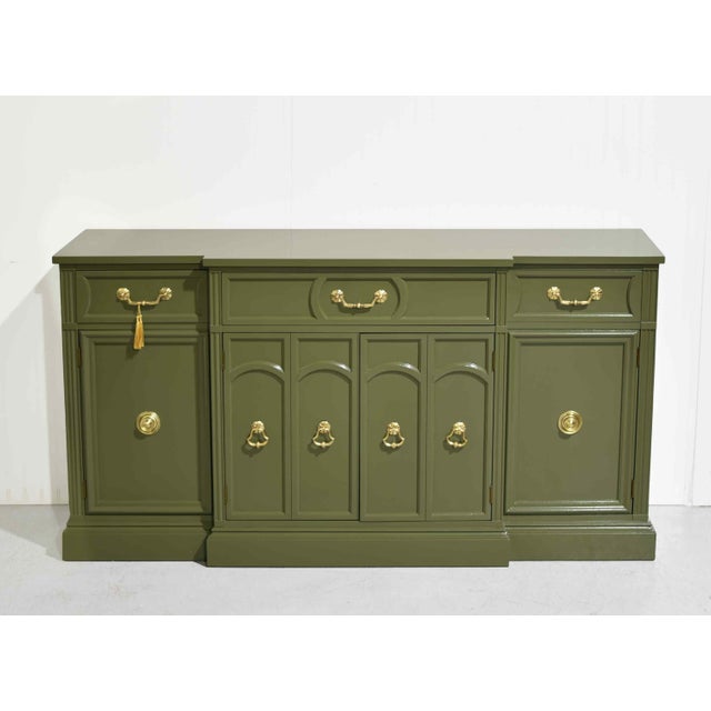Mid 20th Century Mid Century Hollywood Regency Sideboard by Mount Airy in Green - Newly Painted For Sale - Image 5 of 16