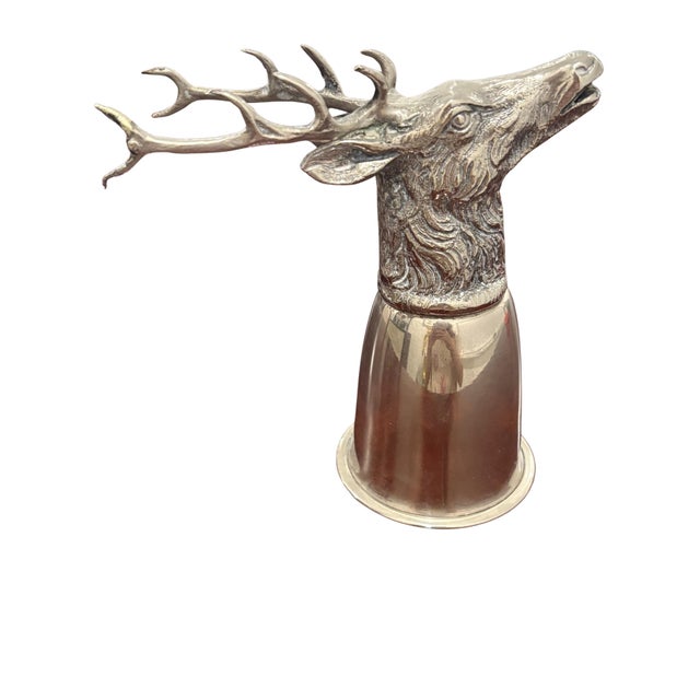 Gucci Vintage Gucci Silver-Tone Stag Deer Head Stirrup Cup For Sale - Image 4 of 8
