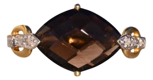 The 162nd Street: East to West Checkerboard Cut Navette Shaped Smokey Quartz and Natural Diamond Ring