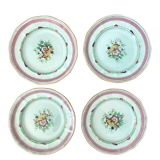This product is a set of eight vintage Adams England Calyx Ware Carolynn salad plates, featuring a classic white stoneware...