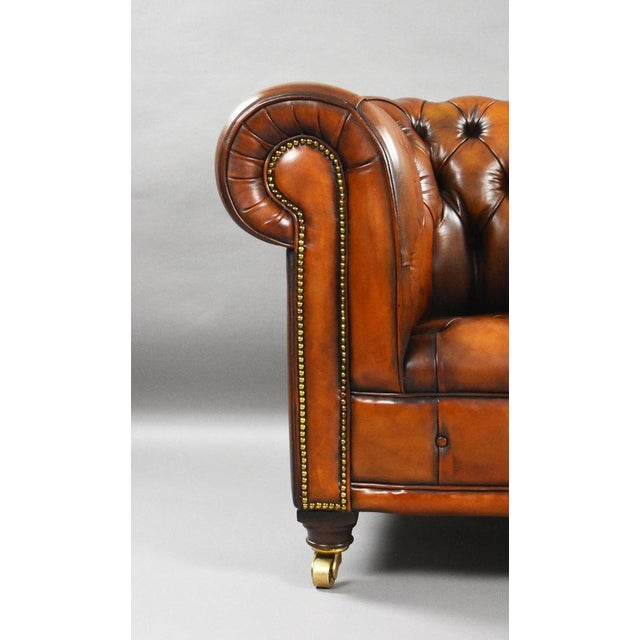 Brown Vintage Chesterfield Club Chairs in Brown Leather, 1930, Set of 2 For Sale - Image 8 of 12