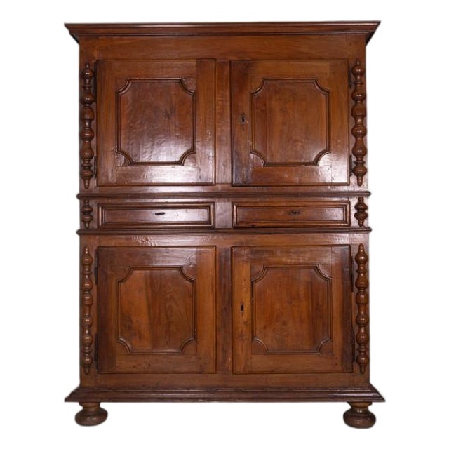 Antique Wood 2-Piece Sideboard with Turned Columns For Sale