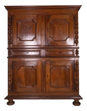 Antique Wood 2-Piece Sideboard with Turned Columns
