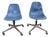 Pair of Eames for Herman Miller Blue Fiberglass Rolling Chairs For Sale