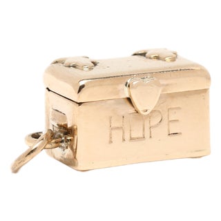 Vintage Hope Chest Charm, 14k Yellow Gold, Chest Opens For Sale