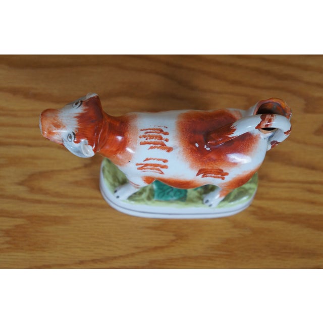 Antique Staffordshire Porcelain Red & White Cow Spill Vase Creamer Pitcher For Sale - Image 9 of 11