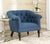 Tufted Club Chair in Steel Blue & Black For Sale In Philadelphia - Image 6 of 7