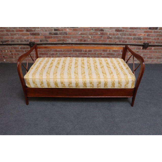 Vintage Italian Modern Walnut Divan Sofa Bed Attributed to Paolo Buffa For Sale - Image 9 of 18