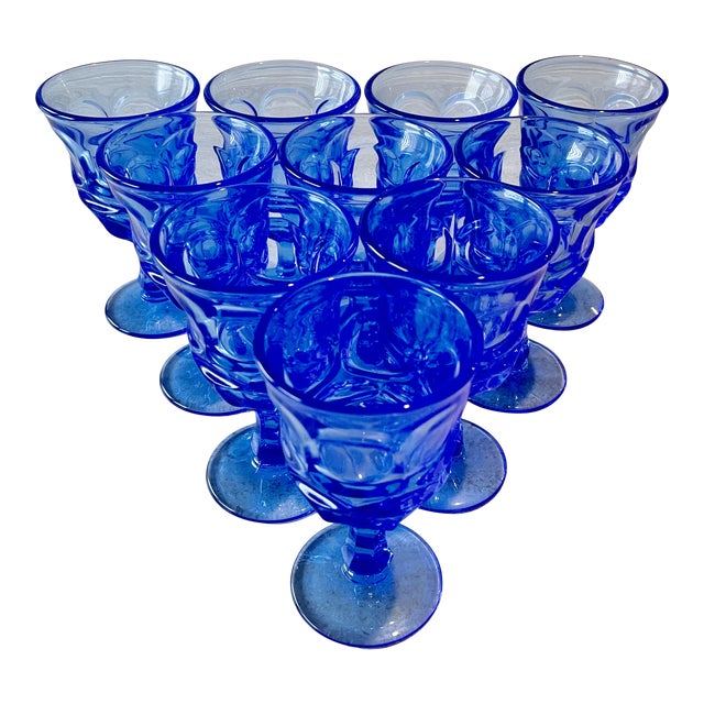 Blue Fostoria Cordial Glasses Chairish