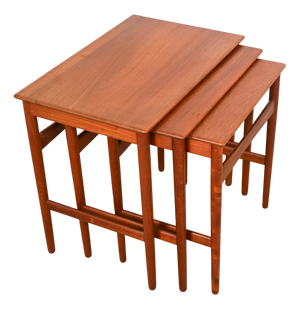 Teak Nesting Tables by Hans J. Wegner for Andreas Tuck, 1960s, Set of 3