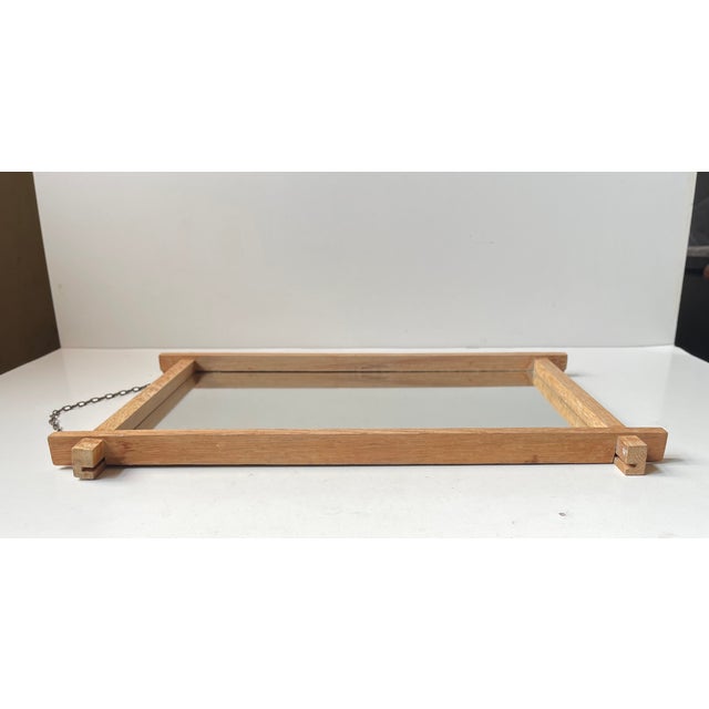 1940s Art Deco Wall Mirror in Oak by Am Spejle, 1940s For Sale - Image 5 of 8
