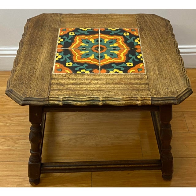 Brown Mission Oak Arts & Crafts Tile Top Side Table C.1920 For Sale - Image 8 of 8