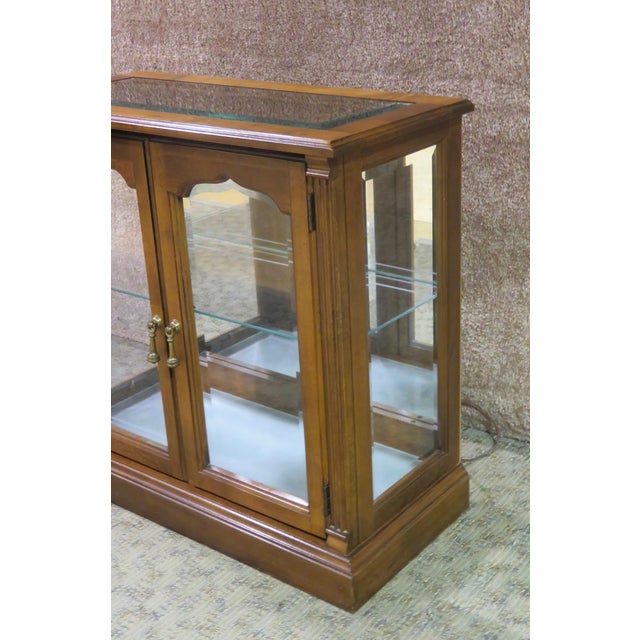 1970s Traditional Lighted Two Door Curio Console with Beveled Glass Chairish