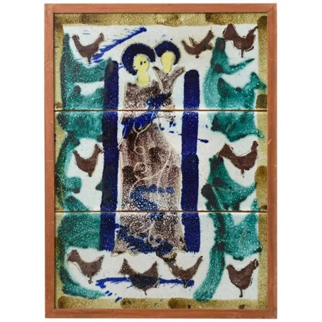 Mother and Child Tile Tableau attributed to Vallauris, 1960s For Sale - Image 6 of 6
