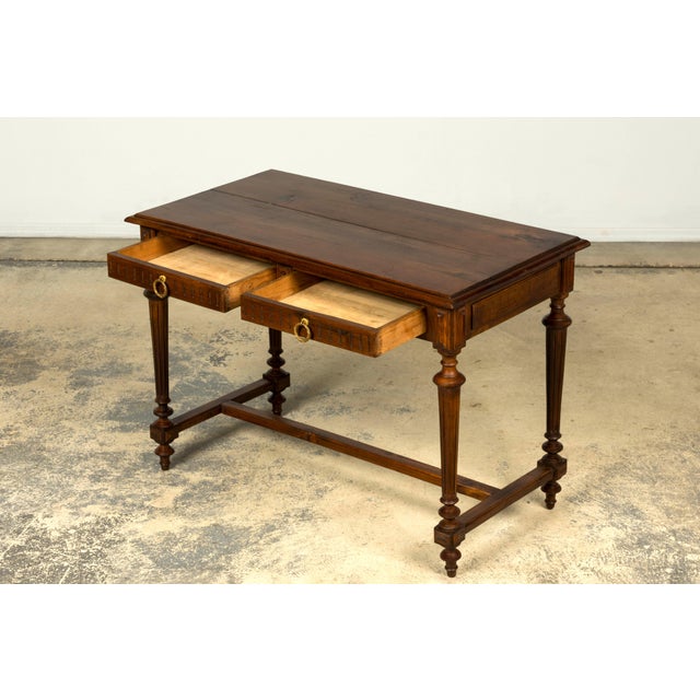 Brown Late 19th Century French Napoleon III Walnut Writing Desk For Sale - Image 8 of 18