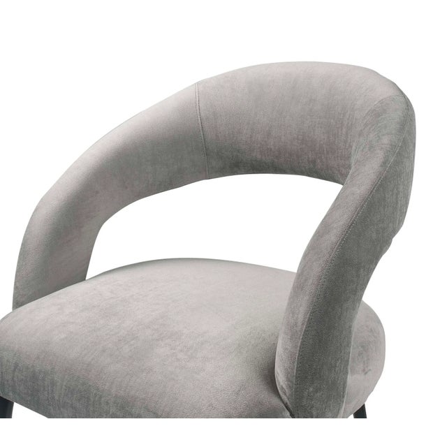 Rocco Slub Grey Dining Chair with Black Legs For Sale - Image 4 of 7