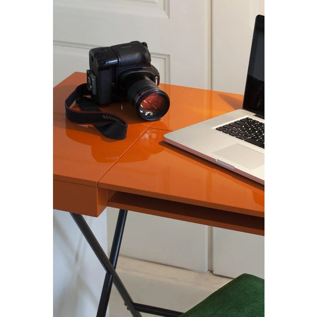 Orange Cosimo Desk with Orange Glossy Lacquered Top by Marco Zanuso Jr. for Adentro, 2017 For Sale - Image 8 of 12