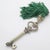 Vintage Italian Handmade Genuine Silver Life Size Secret Drawer Key W/T Green Tassel For Sale - Image 6 of 11
