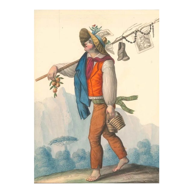 Costume napolitano, il ritorno di Montevertigine - Watercolor by M. De Vito 1820 c.a. For Sale
