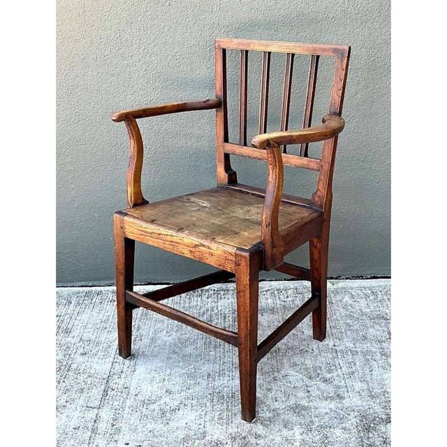 Vintage George III Country House “Elbow” Arm Chair in Elm For Sale - Image 12 of 13