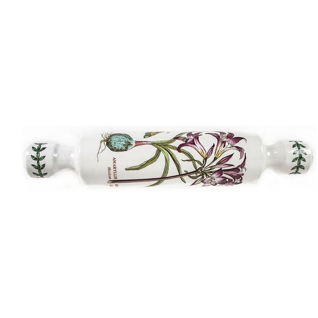 Vintage Portmeirion Botanic Garden Ceramic Rolling Pin - Amaryllis Regine For Sale - Image 4 of 5