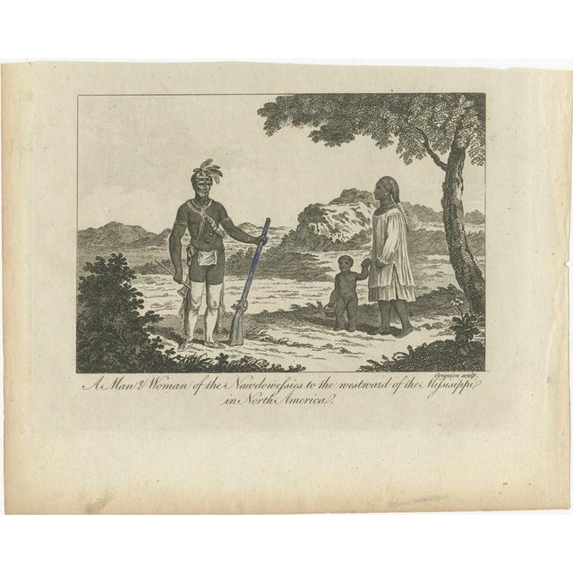 Man and Woman of the Naudowessies, Mississippi Region – 18th Century Engraving This rare 18th-century engraving titled A...
