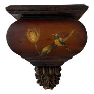 Vintage Hand Painted Bird Design Decorative Wall Display Bracket in the Style of Gebr. Van Paridon Dutch For Sale