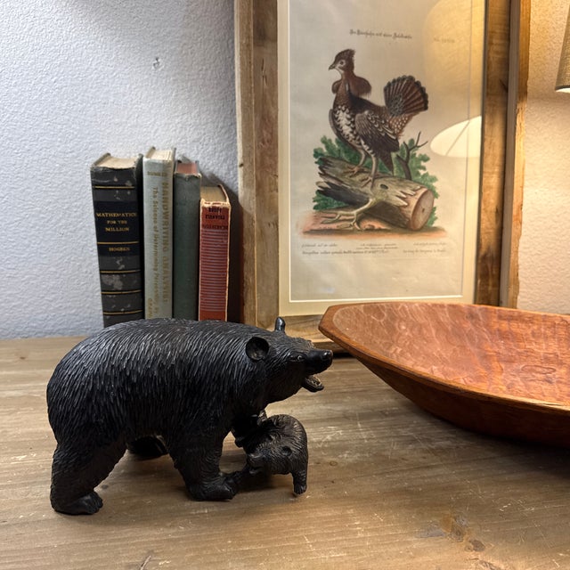 Wood Black Forest Carved Wood Bear and Cub Sculpture For Sale - Image 7 of 10