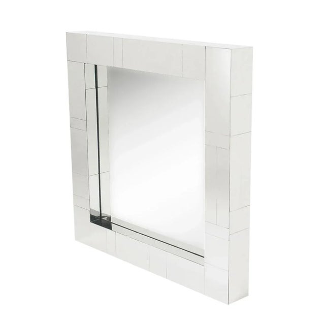 Mid-Century Square Chrome Cityscape Mirror in the Style of Paul Evans For Sale - Image 9 of 11