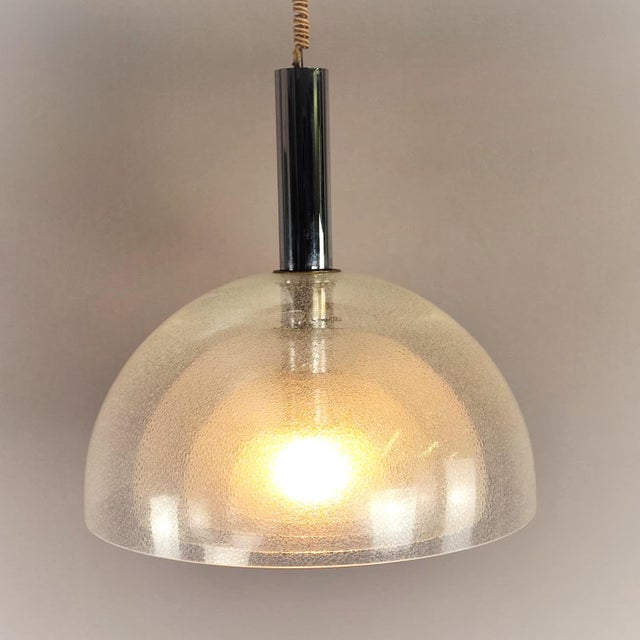 Metal LT 338 Glass Pendant Lamp by Carlo Nason for AV Mazzega, 1960s For Sale - Image 7 of 15