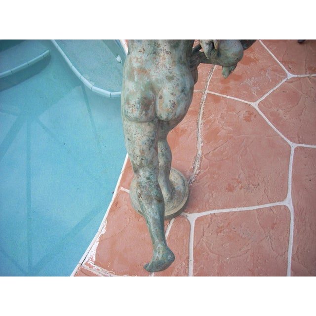 Early 20th Century Vintage Idyllic Metal Garden Cherub Statue For Sale In Naples, FL - Image 6 of 11