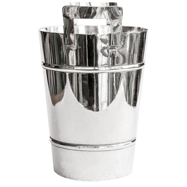 Mid-Century Modern Silver Plated Champagne Cooler and Ice Bucket, 1950s For Sale