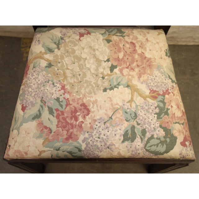 Mid 20th Century Wood Frame Floral Seat Chair For Sale - Image 6 of 15