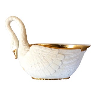 Early 19th Century French Empire Porcelain Swan Creamer For Sale