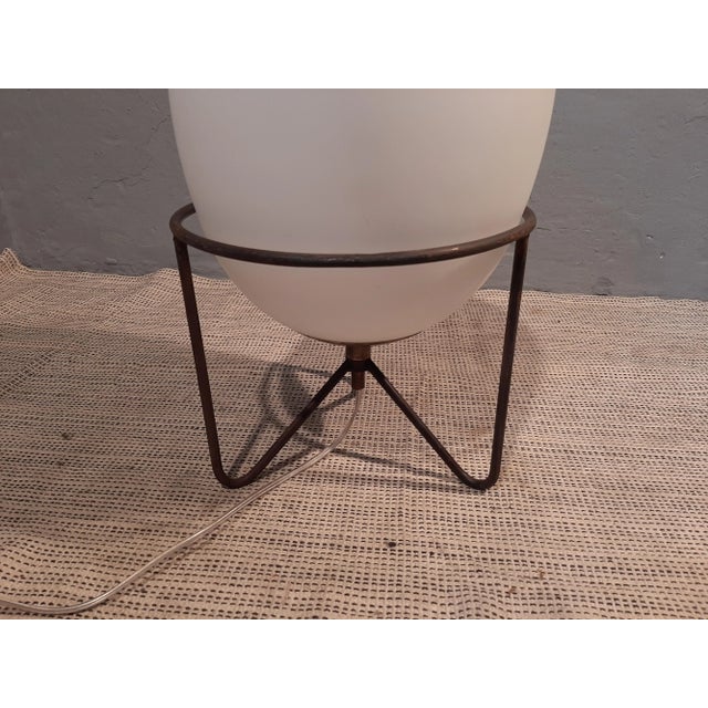 Table Lamp with Iron Structure & Egg-Shaped Opal Glass Shade in the Style of Stilnovo, 1990s For Sale - Image 6 of 9