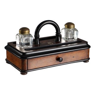 Wooden Inkwell with Drawer For Sale