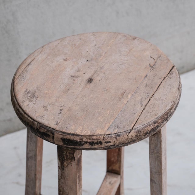 1940s Mid-Century French Wooden Stool or Side Table, 1940s For Sale - Image 5 of 7