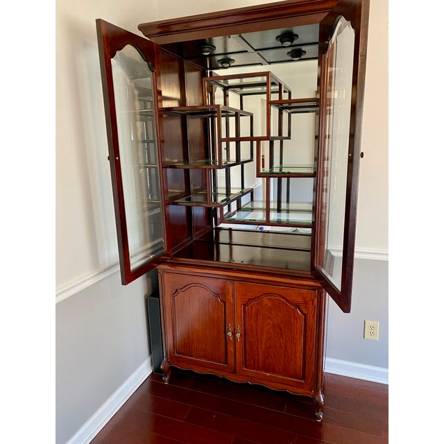 Coffee 1980s Custom Designed, Hand Carved Solid Rosewood China Cabinet For Sale - Image 8 of 8