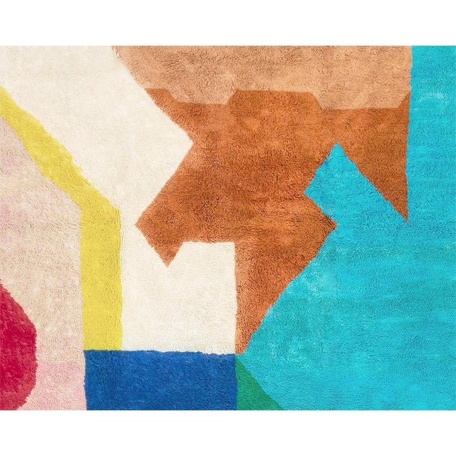 Bold Color-Block Hand-Knotted Wool Rug | 13'9" X 9'11" | One of a Kind For Sale - Image 4 of 7