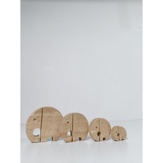 Vintage Italian Travertine Elephant Family Miniatures by Enzo Mari, 1970s, Set of 4 For Sale - Image 3 of 8
