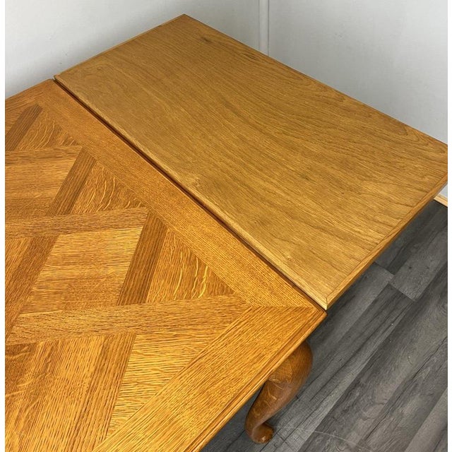 Vintage French Louis XVI Style Carved Oak Extendable Dining Table For Sale - Image 12 of 13