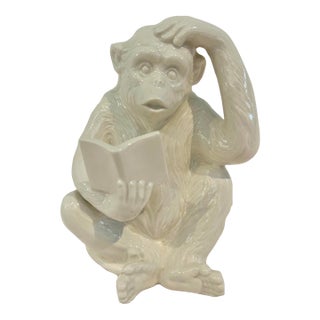1977 Fitz and Floyd “Monkey Business” Blanc De Chine Bookend or Figurine For Sale