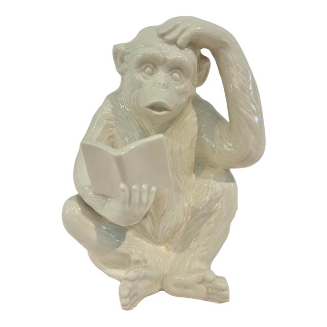 1977 Fitz and Floyd “Monkey Business” Blanc De Chine Bookend or Figurine For Sale