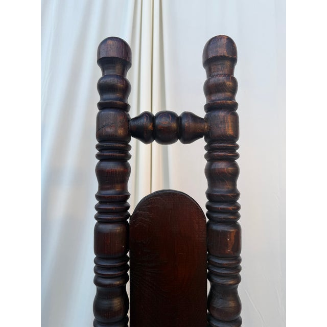 Antique Victorian Jacobean Revival High-Back Bobbin Turned Chair With Crimson Velvet For Sale - Image 9 of 13