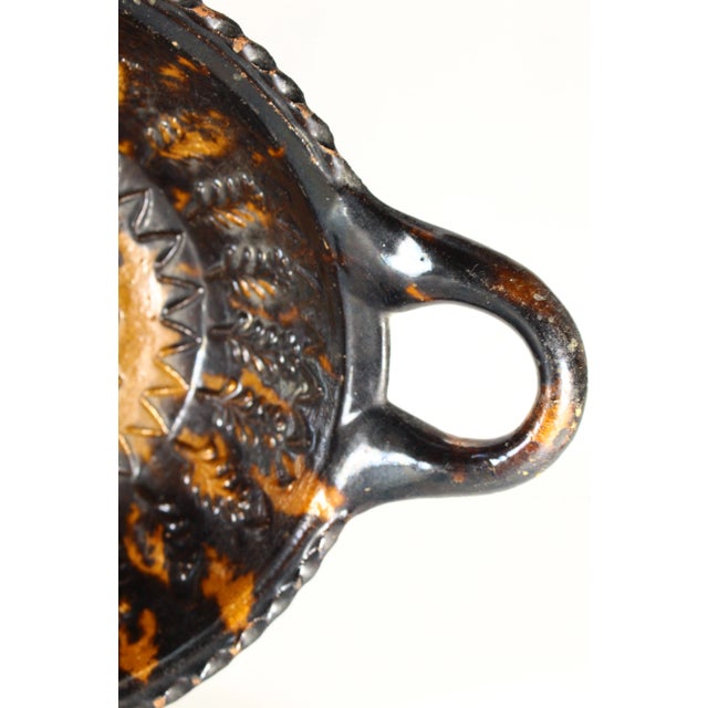 Circa 1900 Barrio De La Luz Puebla Pottery Dish Tortoiseshell Glaze Barro Vidriado With Fish For Sale - Image 12 of 18
