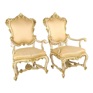 Bespoke Pair of Venetian Armchairs, Circa 1980